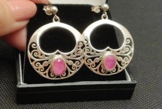 Pendientes Plata Ley 925 y rubíes