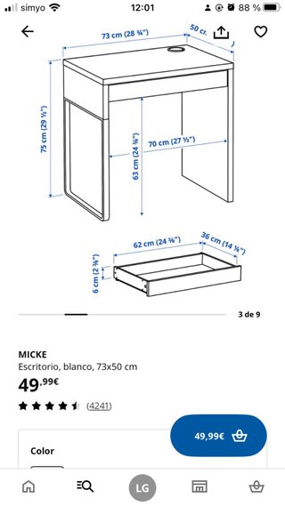 Escritorio blanco con cajón