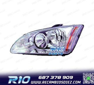 FARO IZQ PARA FORD FOCUS II 04-08 FONDO CROMO