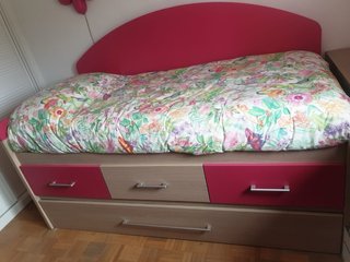 Cama individual 90cm con almacenaje