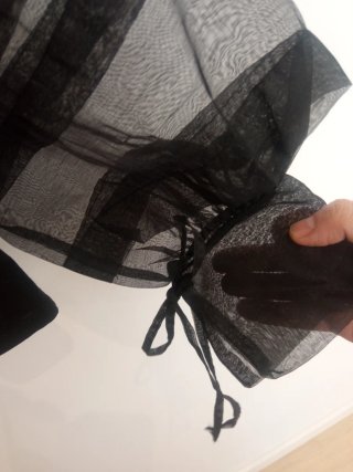 Blusa Mango Negra Mangas Transparentes Talla S