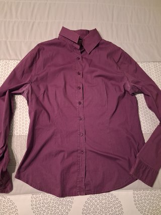 Camisa de mujer manga larga lisa morada talla 44