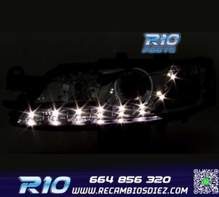 FAROS PARA OPEL VECTRA B 96-98 LUZ DIURNA LED FONDO NEGRO