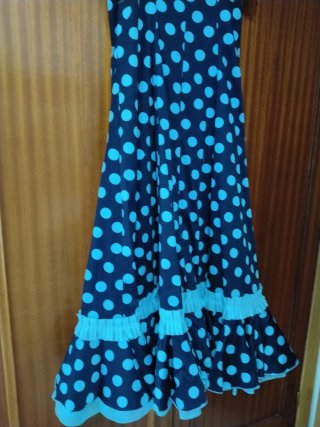 Traje Flamenca Lunares Azul Talla Única