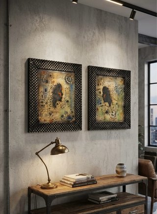 Coppia Quadri Moderni Industrial Cyberpunk