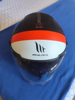 Casco Moto Scooter Negro y Rojo