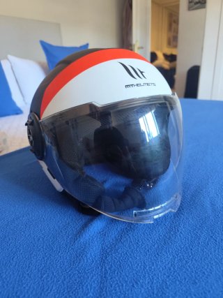 Casco Moto Scooter Negro y Rojo