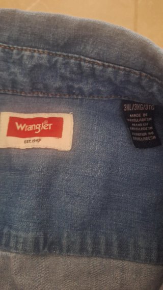 Camisa Vaquero Caballero Wrangler - Talla Grande