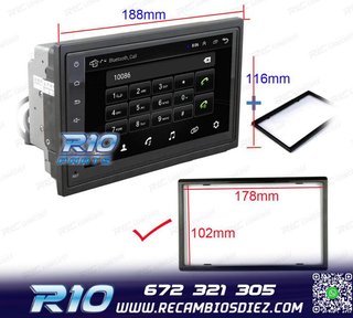 RADIO 9" GPS ANDROID 13 2DIN TÁCTIL BLUETOOTH USB SD