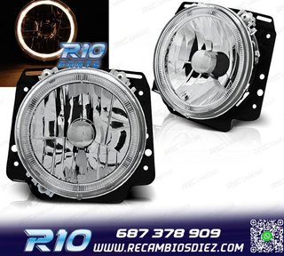 FAROS VOLKSWAGEN VW GOLF MK2 83-91 OJOS ANGEL FONDO CROMO H4