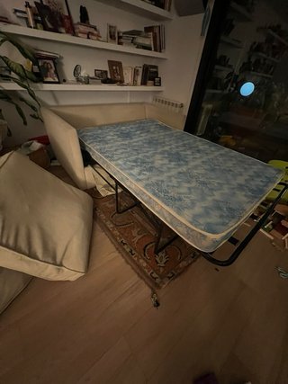 Sofá Cama Beige y Azul