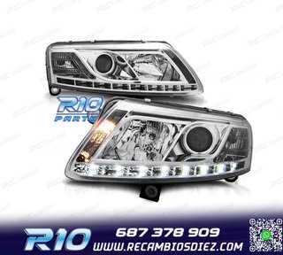 FAROS XENON AUDI A6 4F 04-08 DRL LUZ DIURNA REAL FONDO CROMO