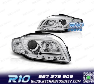 FAROS AUDI A4 B7 04-07 LUZ DIURNA TUBE LIGHT FONDO CROMO