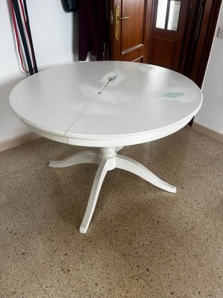 Mesa redonda extensible blanca