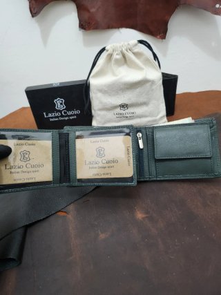 Portafoglio Lazio Cuoio Pelle Verde Oliva