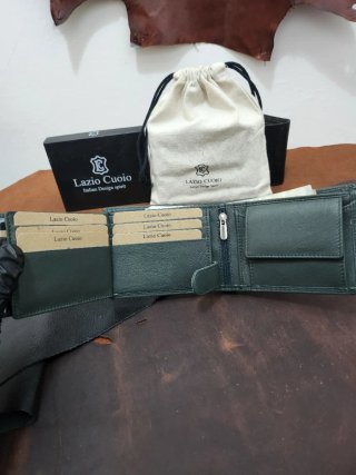 Portafoglio Lazio Cuoio Pelle Verde Oliva