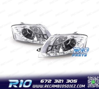 FAROS AUDI TT 98-05 LUZ DIURNA LED FONDO CROMO