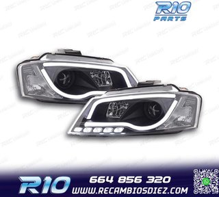 FAROS AUDI A3 8P 08-12 LUZ DIURNA TUBE LIGHT FONDO NEGRO