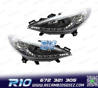 FAROS PEUGEOT 207 06-12 LUZ DIURNA LED NEGRO + MOTOR