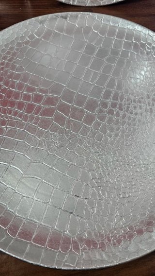 4 Bajoplatos Plateados Texturizados 33cm