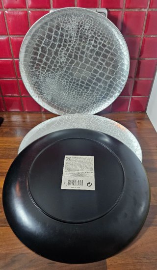4 Bajoplatos Plateados Texturizados 33cm