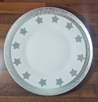 4 Bajoplatos Plateados Texturizados 33cm