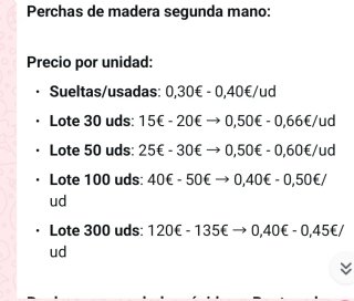 Perchas en pak y cajas 20 a 10eur