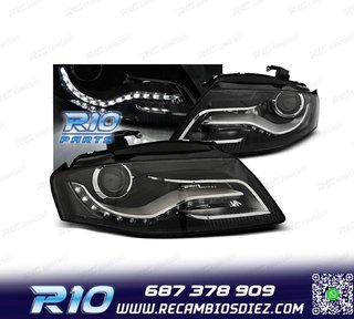FAROS AUDI A4 B8 07-11 LUZ DIURNA DRL FONDO NEGRO