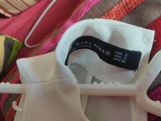 Blusa Zara Blanca Cuello Alto