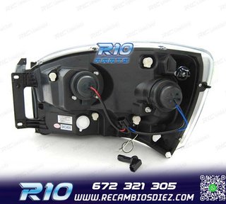 FAROS PARA DODGE RAM 06-08 LUZ DIURNA LED NEGRO