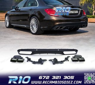 DIFUSOR MERCEDES CLASE C W205 SEDAN 14-18 LOOK AMG NEGRO MAT