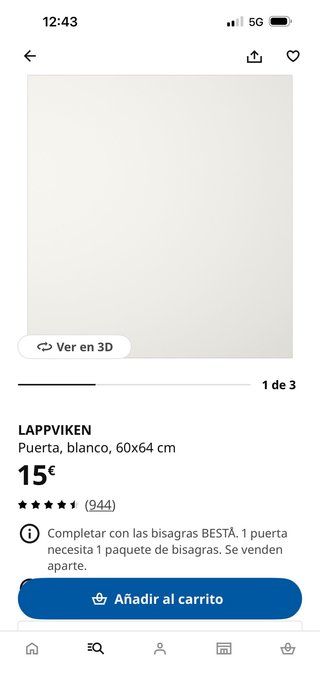Puertas Besta Lappviken blancas (2 unidades)