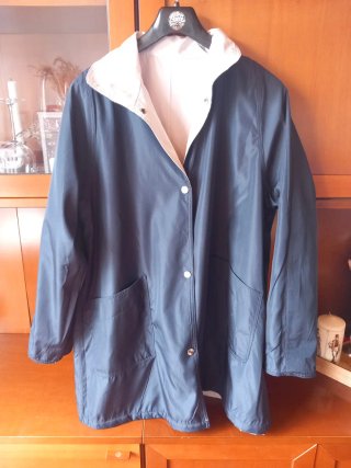 Chaqueta reversible beige y azul mujer