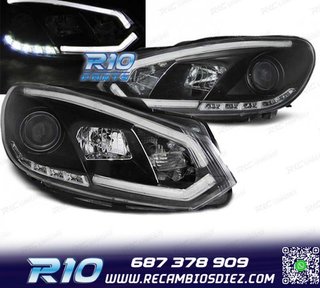 FAROS VOLKSWAGEN VW GOLF 6 08-12 TUBE LIGHT DRL FONDO NEGRO