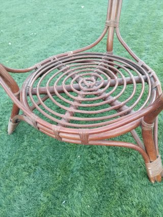 Mesa terraza cristal y bambu/madera