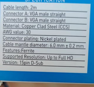 Cable VGA Grundig 2M Full HD
