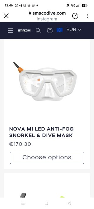 Máscara de buceo con luz LED y USB