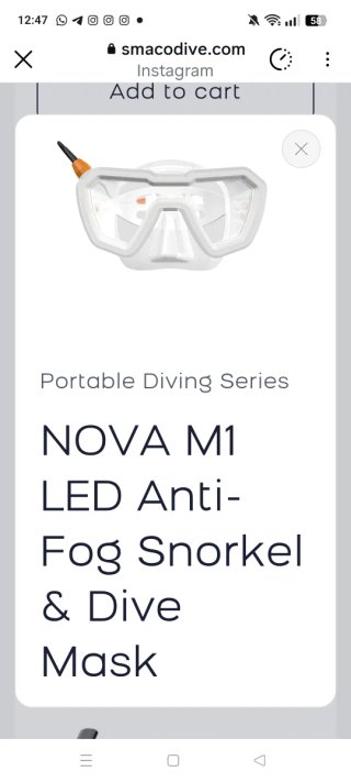 Máscara de buceo con luz LED y USB
