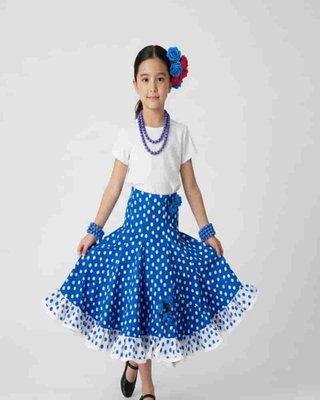 Falda Flamenco Niña Azul y Blanco