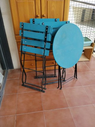 Conjunto Mesa y Sillas Jardín Azul