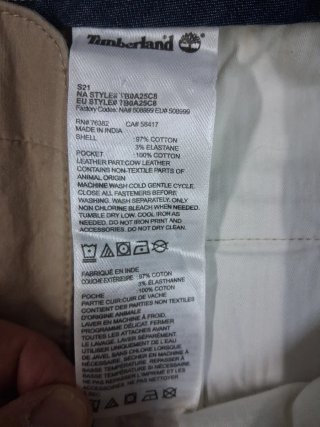 Pantaloni Uomo Timberland Cotone Stretch tag 56