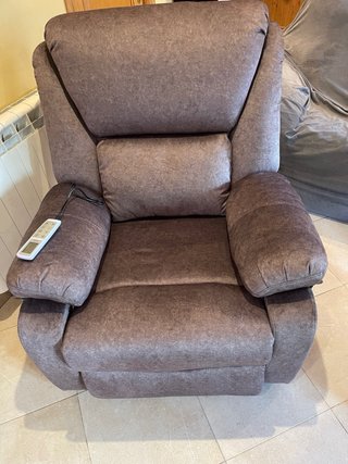 Sillón masaje tela marrón/gris