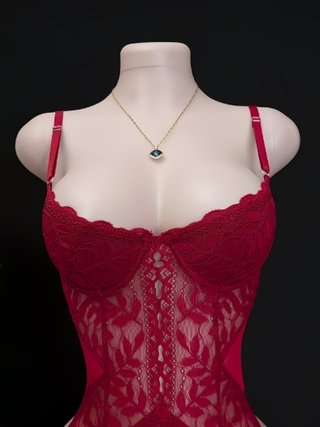 Conjunto Lenceria Encaje Rojo Talla L