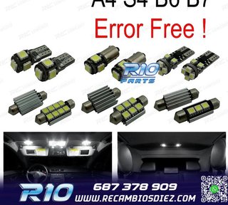 KIT 18 BOMBILLAS LED INTERIOR AUDI A4 S4 B6 B7 2002-2008