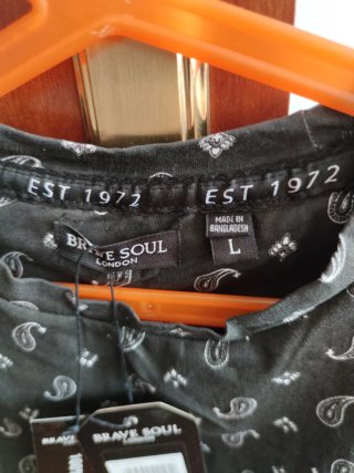 Camiseta Brave Soul Estampada Negra Talla L
