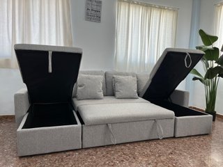 Nuevo sofa cama gris con chaislongue ECONOMICO!!