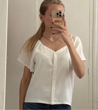 Blusa L Pimkie casual escote blanca mujer verano