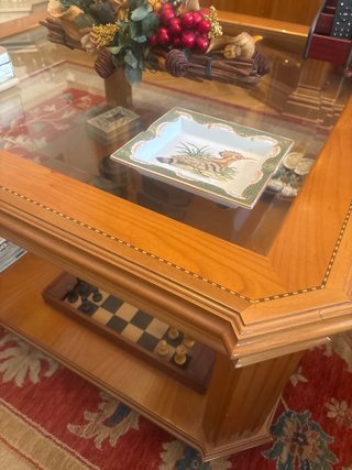Mesa de centro madera roble y cristal