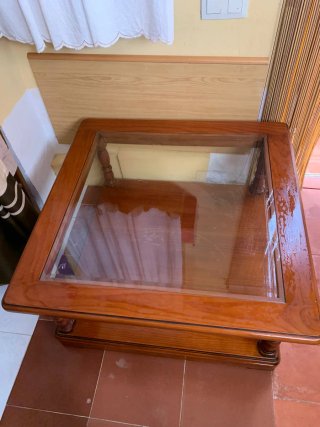 Mesa de centro madera y cristal De las de antes !