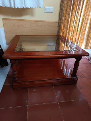 Mesa de centro madera y cristal De las de antes !